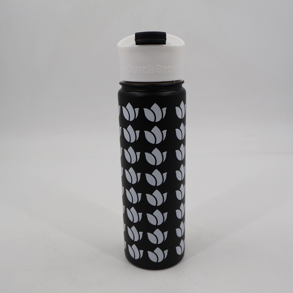 Dutch Bros Coffee Insulated Tumbler Unisex OS Black White Tulip Print Matte